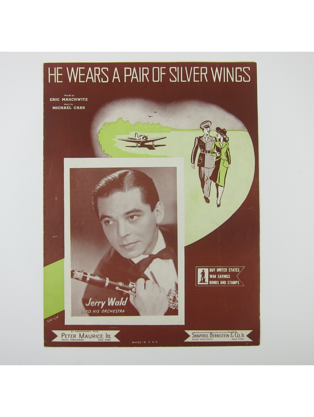 Sheet Music He Wears a Pair of Silver Wings Jerry Wald Michael Carr Vintage 1941